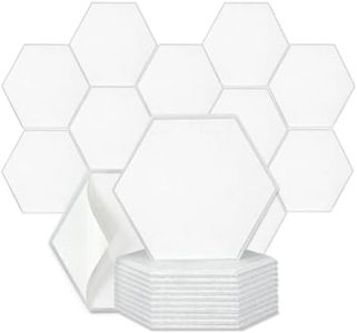 12 Pack Hexagon Acoustic Panels 14.17"X12.4"X0.35" Self-Adhesive High Density Sound Absorbing Panels Sound For Wall Panels In Home Office Reccording Room Studio（White）