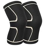 Knee Supports for Men Women - WASPO Copper Compression Knee Sleeve for Arthritis Pain Relief Meniscus Tear, Nonslip Sport Knee Brace for Running Squats Weight Lifting Football (Pair Medium, Gold)