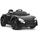 GYMAX Kids Ride on Car, 12V Battery Powered Car with Remote Control, MP3/USB/TF, Music, Lights, Horn, High/Low Speed, Spring Suspension & Slow Start, Children Electric Vehicle for 3+ Years Old (Black)