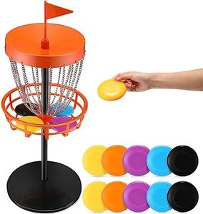 Lenwen 29 Inches Mini Disc Golf Baskets with 10 Flying Discs, Kids Mini Golf Starter Set, for Games Beach Indoor Outdoor Yard