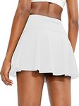 Jhsnjnr Womens Pleated Tennis Skirt High Waisted Golf Skorts with Pockets and Inner Shorts for Workout Golf Running White