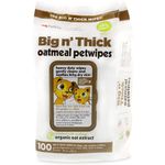 Petkin Big N' Thick Oatmeal Pet Wipes for Dogs and Cats, Wipes Away Daily Dirt and Odor, Cleans Face, Ears, Body and Eye Area, Super Convenient, Ideal for Home or Travel 100 Wipes