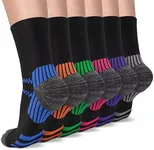 Copper Plantar Fasciitis Running Compression Socks for Men & Women – 3/6 Pairs Arch Support Ankle Socks for Athletic&Travel (Large/X-Large, A5-6 Black - Crew)