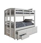 Acme Micah Twin Twin Wooden Bunk Bed with Trundle in White