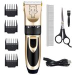 Cordless Pet Clippers Set for Dogs and Cats, Low Noise Electric Trimmer with LED Light, Rechargeable and Stainless Steel Blades