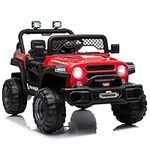 Kids Republic 12V Truck 1 Seater Ride-On Car with 2 Open Doors, Realistic LED Lights, 2.4G Remote Control, MP3 Player with Music, Horn - Battery Powered Electric Vehicle Gift for Boys and Girls (Red)