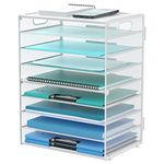 DALTACK 9-Tier Paper Letter Tray Desk Organizer with Handles, Mesh File Holder Organization, Paper Sorter Desk Organizer for Office Home School,White