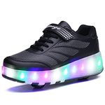 Skybird-UK 7 Colors Changing LED Roller Skate Shoes with Double Wheels Inline Automatic Retractable Technical Skateboarding Shoe Sport Outdoor Cross Trainers Vibration Flashing Gymnastics Sneakers