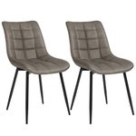 WOLTU Dining Chairs Set of 2 pcs Kitchen Counter Chairs Lounge Leisure Living Room Corner Chairs Dark Grey Faux Leather Reception Chairs with Backrest and Padded Seat