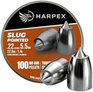 Harpex Slug Pointed .22 Cal Airgun Pellets – 22 Grain High-Precision Slug Design – Enhanced Penetration & Long-Range Accuracy – Premium Lead Pellets for Target Shooting & Small Game (22cal 100ct)