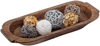 Mie Creations 16'' Large Wooden Dough Bowl for Decor, Huge Decorative Centerpiece Oval Rustic Dough Bowls for Table | Holiday Gifts Thanksgiving Dining Christmas Decorations, Handmade Long Wood Bowl