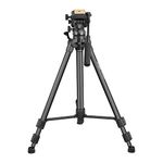 DIGITEK® (DPTR 880 PRO) (165 CM) Platinum Aluminum Light Weight Tripod, with Fluid Video Head, for DSLR & Video Cameras, Maximum Operating Height: 5.90 Feet, Maximum Load : 6 kgs (Black)