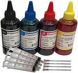 BVH Direct 4 x 100ml Black cyan Magenta yellow Bottled ink compatible with HP, CANON, BROTHER,LEXMARK and Kodak ink Refillable Ciss cartridge Sytems includes blunt needle and syringe for refilling