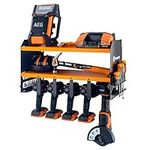 TOOLGANIZE Power Tool Organizer - Wall Mount - Premium Garage Utility Shelf & Organization - Heavy Duty Metal - Drill Holder - Cordless Tool Storage Rack - Pegboard Shed Workshop Shelving – Orange