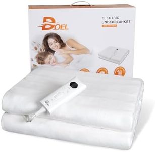 DOEL Electric Blanket Double 160x140cm, 115W Polyester Heated Underblanket with 10 Heating Levels, 3/12 Hours Auto-Off Timer and LED Display, Machine Washable, 220-230V, 50-60Hz, White