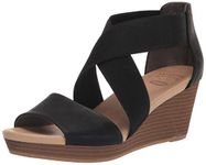 Dr. Scholl's Shoes Women's Barton Band Wedge Sandal, Black Smooth, 6 UK