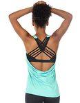 icyzone Yoga Tops Workouts Clothes Activewear Built in Bra Tank Tops for Women (M, Florida Keys)