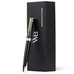 Wordsworth and Black Luxury Ballpoint Pen Set - Black Lacquer 24K Gold Finish, Refillable Fine Point, Elegant Gift for Men & Women, Includes Ink Refill, Nice Pens for Work