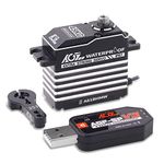 AGFRC 45KG Waterproof Steering-RC-Servo High-Torque-Programmable - Full Metal Gear Digital Brushless Servo for 1/8 1/10 RC Models, 180 Degrees (A81BHMW&AGF-SPV2)
