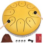 Steel Tongue Drum - AKLOT 8 Note 6 Inch Tongue Drum - Hand Pan Drums with Music Book, Steel Handpan Drum Mallets and Gig Bag, C Major