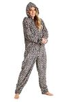 CityComfort Onesies for Women Soft Comfy Fleece Pyjamas Nightwear for Women Fluffy Fleece Onesie Lounge Wear Sizes S-XL (Brown, L)