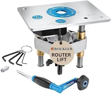 Router Lift by Rockler (8-1/4'' x 11-3/4'' Plate) – Kit Includes Aluminum Router Plate, Insert Ring, Set of Hex Keys on Key Chain - Easy to Install Router Lift Systems - Woodworking Router Table