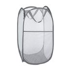 Portable Mesh Popup Laundry Hamper with Durable Handles, Folding Pop-Up Clothes Hampers Collapsible for Storage, Travel Cloth Basket Great for Home Kids Room, College Dorm, Travel (Grey)