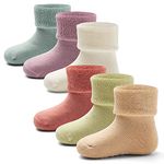 Baby Winter Warm Socks Baby Girl Thick Non Slip Ankle Crew Socks Baby Boy Terry Sockst Toddler 6 Pack 2-4 Years