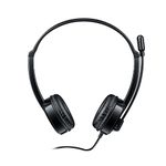 RAPOO H120 Stereo Wired Headphones On Ear Headphones with Microphone Noise-Reduction, USB, Pc/Mac/Laptop/Chrome OS - Black