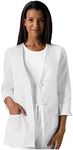 Cherokee Professionals Women Scrubs Lab Coats 3/4 Sleeve Embroidered 1491, White, X-Large