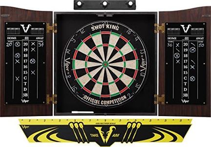 Viper Vault Cabinet & Shot King Sisal/Bristle Dartboard Ready-to-Play Bundle: Premium Set (Shot King Dartboard, Darts, Shadow Buster and Throw Line)