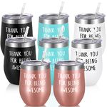 Gtmileo Thank You Gifts, 8 Pack Thank You For Being Awesome Stainless Steel Insulated Wine Tumbler, Christmas Birthday Appreciation Gifts for Women Coworker Teacher Employee Friends(12oz, Multi Color)