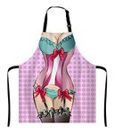 Wasach Funny Kitchen Apron, Pin-Up Sexy Bikini Women Apron,Adjustable Neck Bib Apron for Men Women,Suitable for Kitchen Cooking Waitress Chef Apron