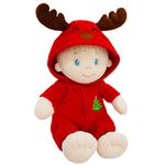 June Garden 12" Sweet Dolly Dasher - Stuffed Ultra Soft Baby Reindeer Doll for Birth and Up - Removable Red Outfit