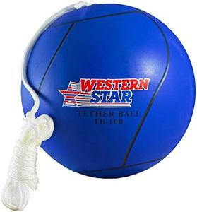 Western Star Tetherball Game Set - Soft-Touch Tether Ball with Durable Attached Rope - Indoor, Outdoor, 5 Colors - Easy Attach & Play - A Classic Family Outdoor Game for Kids (Blue Ball with Rope)