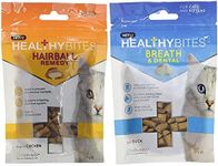 VetIQ Healthy Bites Hairball Remedy For Cats and Kittens 65g - Pack of 8 & Healthy Bites Breath & Dental For Cats & Kittens, 65g - Pack of 8
