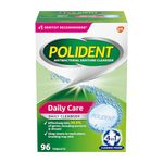 Polident Daily Denture Cleaner, 4 in 1 Cleaning System, Stain and Plaque Remover, Triple Mint Fresh, 96 Tablets (Packaging May Vary)