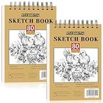 FIXSMITH 5.5"X8.5" Sketch Book | 160 Sheets (68 lb/100gsm) | 2 Pack | Durable Acid Free Drawing Pad | Top Spiral Bound Artist Sketch Pad | Ideal for Kids,Beginners,Artists & Professionals