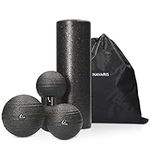 Navaris Massage Ball Roller Set - Includes 2 Balls, 1 Foam Roller, 1 Double Peanut Ball - For Myofascial Deep Tissue Muscle Trigger Point Therapy