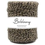 Bobbiny Natural Round Braided Jute Twine Rope Linen Twine Rustic String Cord Rope DIY Rope Party Wedding Gift Wrapping Cords Thread and Other Projects | Black Mix-2 | 4mm, 100 Meters