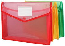 SPS File Folder, Transparent Poly-Plastic A4/Foolscap Documents File Storage Bag with Snap Button, Set of 3