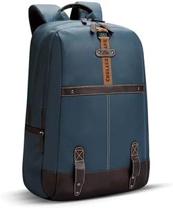 Gear Classic 4 19"/31L Anti Theft Faux Leather Medium Water Resistant 3 Compartment Laptop Backpack/Casual Backpack/Daypack/Travel Backpack/College Bag For Men/Women(Teal-Brown)