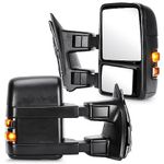 Youxmoto Towing Mirrors Fits 99-16 for Ford for F250 for F350 Super Duty Pickup Truck Tow Mirrors 1999 2000 2001 2002 2003 2004-2016, Manual Telescoping/Folding; Manual Adjustment Glass; Turn Signal