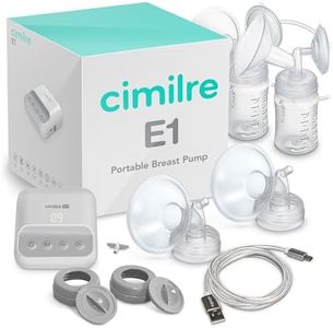 E1 Portable Breast Pump by Cimilre, Ultra Small Breast Pump with Rechargeable Battery for Moms On-The-Go, Easy to Use and Comfortable Double Electric Breast Pump