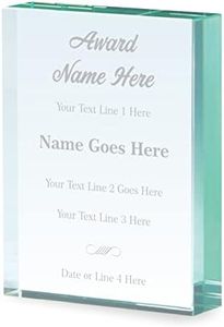 Personalized Plaque - Customized Glass Award Trophy - 7” Tall with Engraving - Custom Award Plaque for Employee Recognition - Choose Your Title: Appreciation, Excellence, Retirement and More