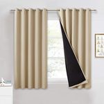 PONY DANCE Beige Curtains - Full Blackout Curtains - Eyelet Top Curtains with Lining for 100% Room Darken Thermal Smart Window for Shading, 1 Pair, W 66 inch x D 54 inch, Biscotti Beige