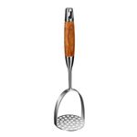 REDANT Stainless Steel Potato Masher with Wood Handle, Heavy Duty Metal Potato Ricer,Food Masher Utensil Hand Masher,Vegetables Fruits Versatile Masher,Heat Resistant, Cooking And Kitchen Gadget