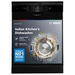 Bosch 13 Place Setting (fits up to 70 utensils) Free-Standing Dishwasher for Indian Utensils | Hygiene+ & Intensive Kadhai Program (SMS66GB01I, White, Inbuilt Heater, Removes 99.9% Germs)