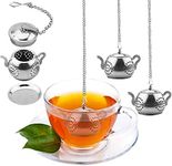 Cyimi Loose Leaf Tea Infuser, 4PCS Tea Strainer Stainless Steel Tea Ball with Chain and Drip Trays, Small Tea Filter Set for Mug (Teapot)