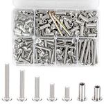 PGMJ 100 Set M6 Binding Screws Posts Countersunk Rivet Socket Cap Connecting Bolts Cap Nuts Assortment Kit for Baby Bed Furniture,Leather Saddles Purses Belt Repair (100 Set Silver)